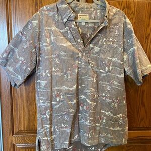 Kahala HAWAIIAN SHIRT MENS XL GOLF DESIGN BUTTON UP BLUE SHORT SLEEVE
